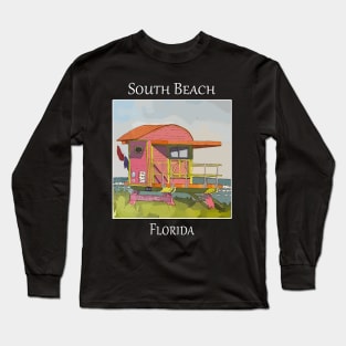 South Beach Lifeguard Tower in Miami Florida Long Sleeve T-Shirt